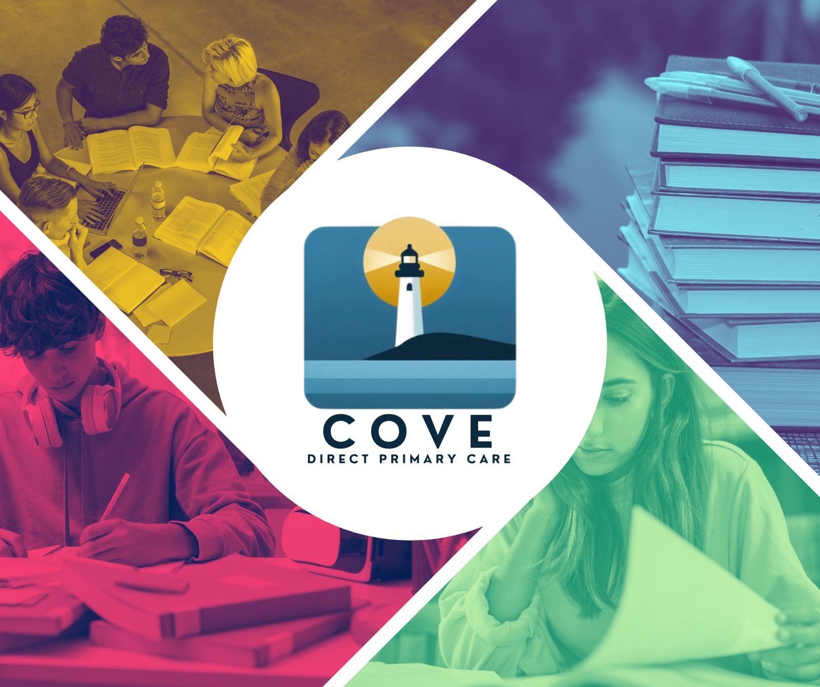 Students studying with Cove DPC logo