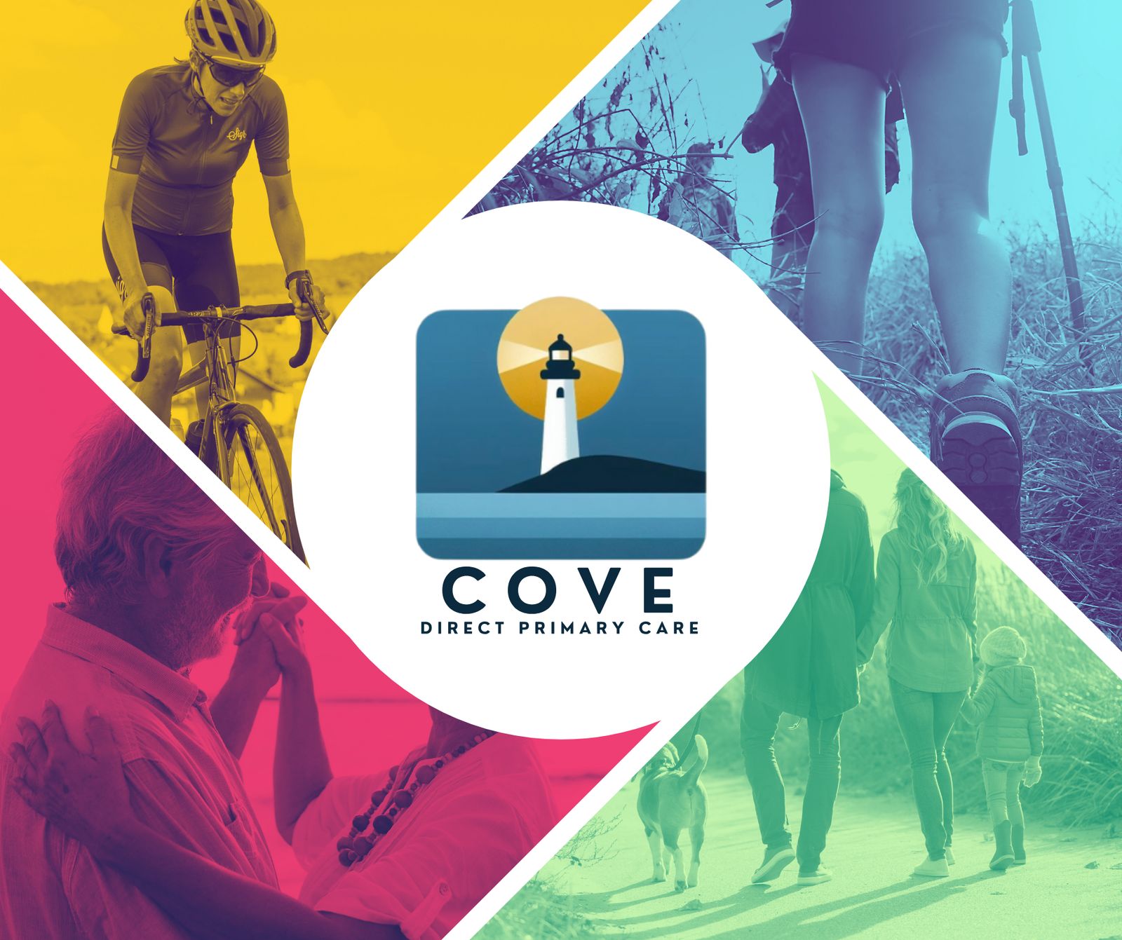 People staying active with Cove DPC logo