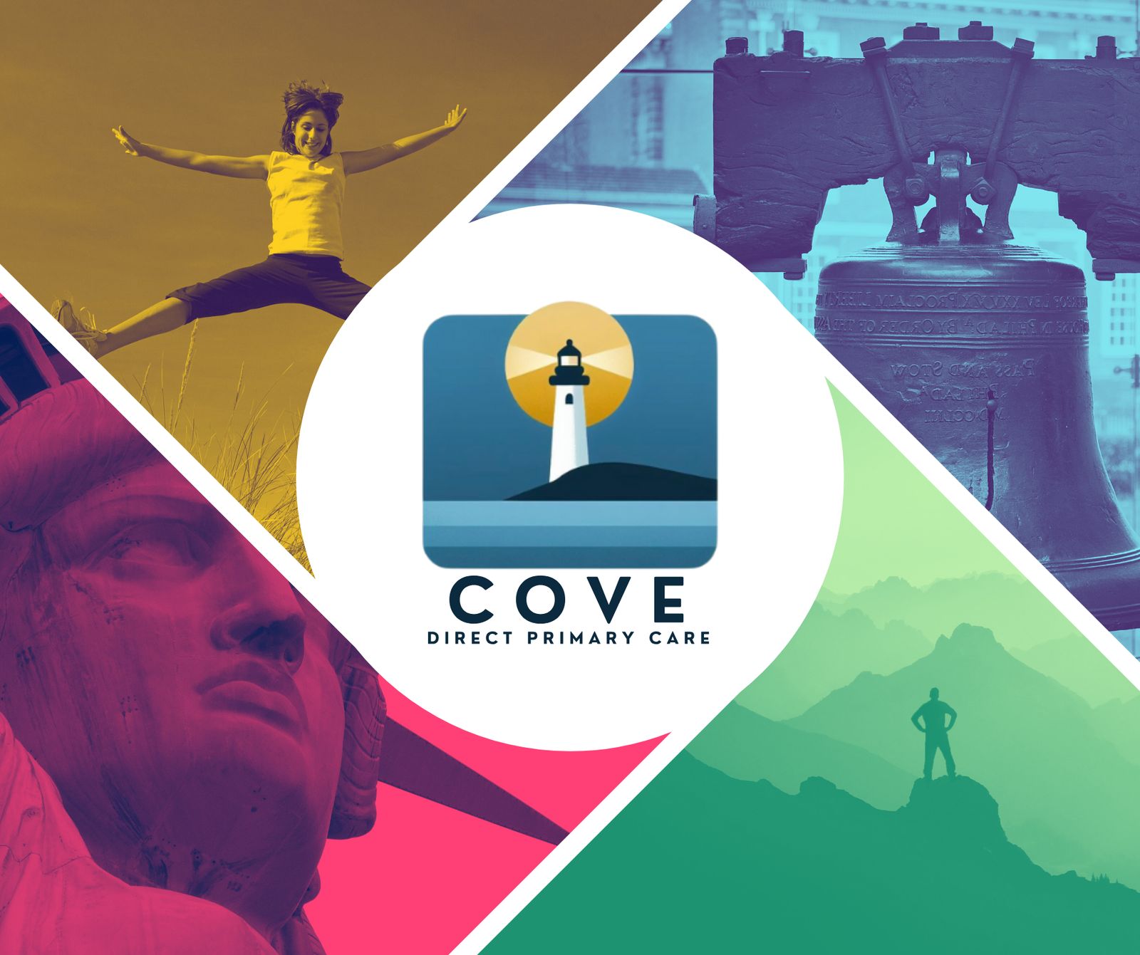 Symbols of freedom with Cove DPC logo
