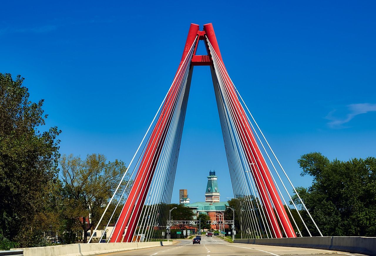 Columbus, Indiana bridge and courthouse